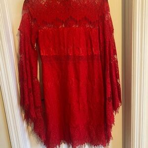 MINKPINK Vibrant Red Lace Dress